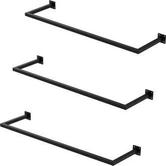 ML Design Ml-design - Set 3x Percheros De Pared 110x30cm De Acero Inoxidable Negro Para Vestidor Armario Ba&ntilde;o O Cocina, Barra De Almacenamiento Hasta 50kg Para 