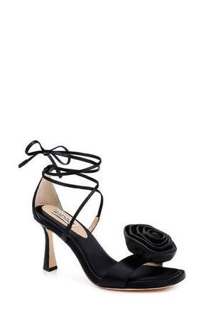 Badgley Mischka Janelle Ankle Wrap Sandal in Black Satin at Nordstrom Rack, Size 7.5
