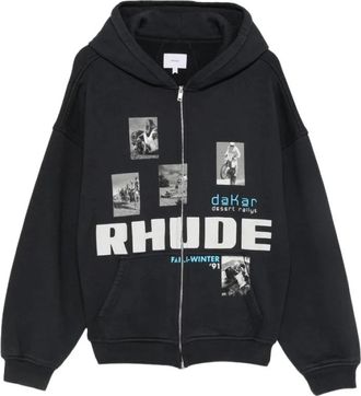 Rhude Hoodies & sweatvesten, Heren, Zwart, XL, Katoen, Zip-Through Sweatshirt