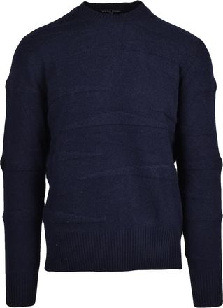Daniele Fiesoli Textured Blue Crew Neck Sweater With Refined Finish
