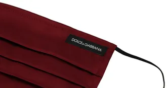 Dolce & Gabbana Womens Maroon Silk Pleated Elastic Ear Strap One Size Face Mask Accessory