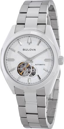 Bulova Surveyor Automatic Silver-tone Open Heart Dial Mens Watch 96A345