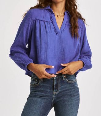Dear John Denim Radella Full Sleeve Blouse In Cobalt