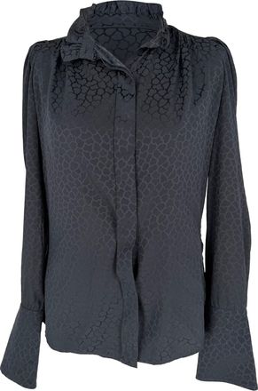 Isabel Marant Animal Print Blouse in Black Silk