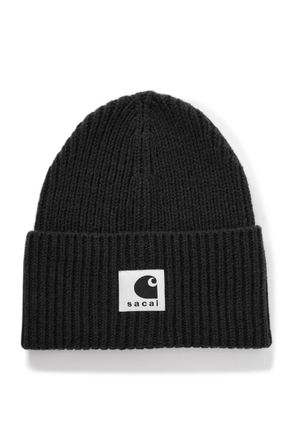 sacai + Carhartt WIP Logo-Appliquéd Ribbed Wool-Blend Beanie