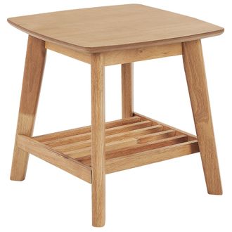 Beliani Mesa De Centro Tablero De Mdf Madera Clara 50 X 50 Cm Patas De Madera De Caucho Tradicional Sala De Estar Tulare