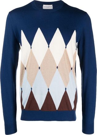 Ballantyne geometric-print fine-knit jumper - men - Cashmere - 48 - Blue