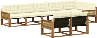 vidaXL Conjunto De Sof&aacute;s De Exterior 8 Uds. Natural Y Crema Vidaxl