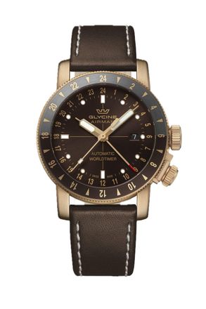 Glycine Mens Airman Contemporary Bronze GMT 44mm Automatic Watch