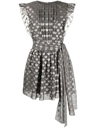 Alberta Ferretti heart-print flared minidress - women - Polyester/Cupro - 38 - Grey