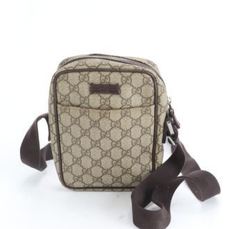 Gucci Brown Leather Coated Canvas Shoulder Bag (Pre-Owned)