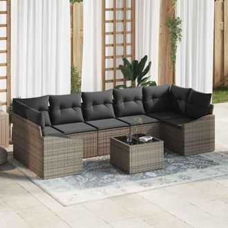 vidaXL Conjunto De Sof&aacute; De Jard&iacute;n Con Coj&iacute;n 8 Pcs Gris 55 X 55 X 37 Cm Vidaxl