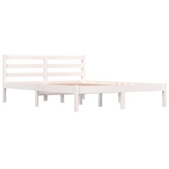 Berkfield Home Beautiful Bed Frame Solid Wood Pine 135x190 cm Double White