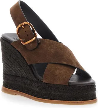 Castaner Womens Wedges Bettina Brown Leather Shoe