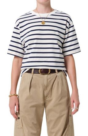 Citizens Of Humanity Goldie Stripe Cotton T-Shirt in Marine Stripe Navy/White at Nordstrom, Size X-Small