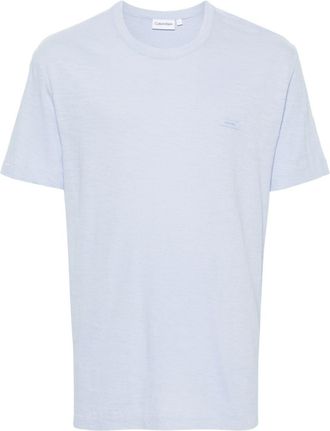 Calvin Klein logo-detail T-shirt - men - Linen/Flax/Cotton - XXXL - Blue
