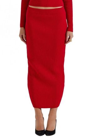House of CB Lourdes Rib Maxi Skirt in Blood Red at Nordstrom, Size X-Small
