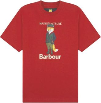 Barbour Vos T-shirt Rood Beaufort Fox - Heren - T-shirts - Rood - M - Katoen - Tops