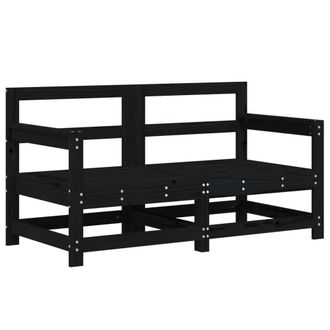 Berkfield Home Garden Corner Sofas 2 pcs Black Solid Wood Pine