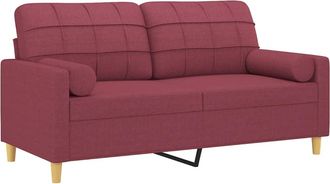 vidaXL Sof&aacute; De 2 Plazas Con Cojines Tela Rojo Tinto 140 Cm Vidaxl