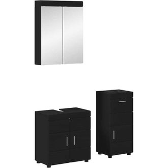 vidaXL Juego De Muebles De Ba&ntilde;o Tulum Negro Madera De Ingenier&iacute;a Vidaxl