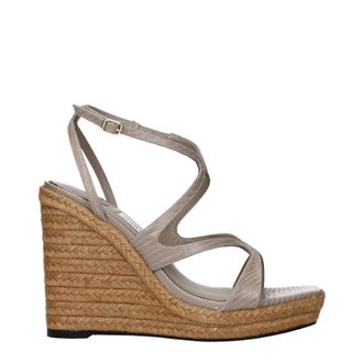 Jimmy Choo London Zeppe Ayla Damens Grau/Taupe-Leder