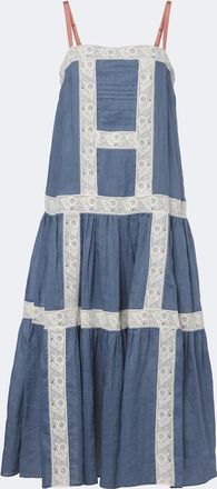 Veronica Beard Mazarine lace-trimmed ramie maxi dress