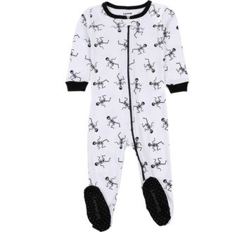 Leveret Footed Cotton Halloween Matching Family Pajamas, Fun Prints in White Skeleton at Nordstrom, Size 12-18M