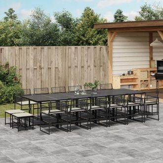 vidaXL Set De Muebles Jard&iacute;n 17 Pzas Con Cojines Rat&aacute;n Sint&eacute;tico Negro Vidaxl