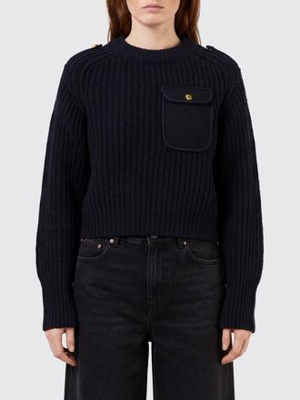 Pinko Wool and Alpaca Blend Jumper with Epaulettes and Pockets
