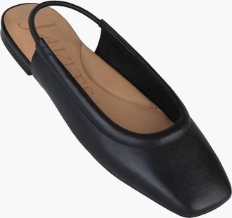 Eric Javits Womens Peyton Slingback Flat Leather Shoes In Black