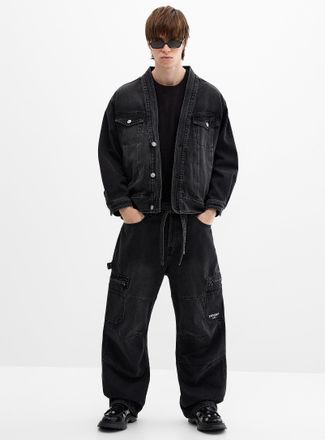 Sixth June Mens Black wash utility jean Loose fit