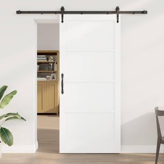 Berkfield Home Sliding Door with Hardware Set White 93x211 cm Solid Wood Pine