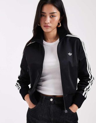 adidas Originals Firebird - Top sportivo nero con dettagli in maglia alluncinetto