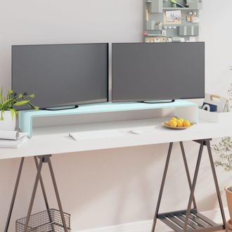Berkfield Home TV Stand/Monitor Riser Glass Green 110x30x13 cm | Size: 110 x 30 x 13 cm