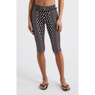 Damson Madder Mixed Print Capri Pants in Black/White Multi at Nordstrom, Size 14 Us