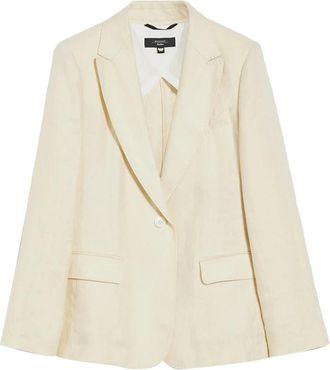 Max Mara Washed Linen Blazer - Dames - Blazers - Beige - L - Linnen - Jassen