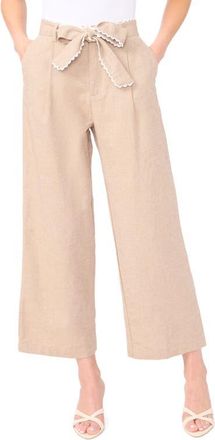 CeCe by Cynthia Steffe Bow Tie Waist Ankle Wide Leg Pants in Toffee at Nordstrom, Size 12