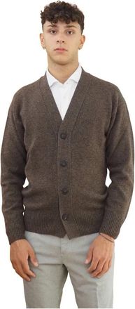 Barba Bruine heren vest V-hals geribbeld - Heren - Vesten - Bruin - 3XL - Wol - Truien & Vesten