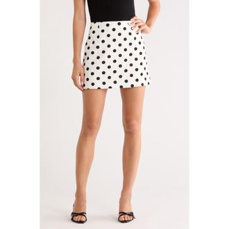 Wayf Polka Dot Linen Blend Miniskirt in Ivory Polka Dot at Nordstrom Rack, Size X-Large
