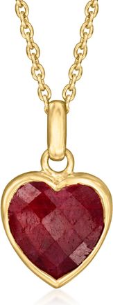 Ross-Simons Ruby Pendant Necklace in 18kt Gold Over Sterling
