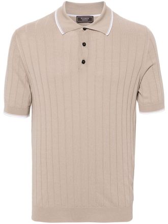 PESERICO chunky-ribbed polo shirt - Neutrals