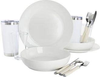 Gibson Home Nobella 14 Piece Fine Ceramic Dinnerware Set in White at Nordstrom