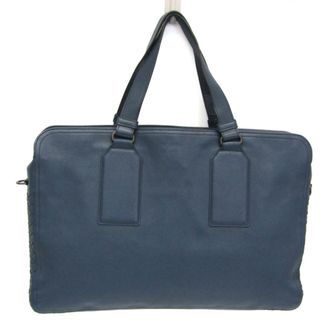 Bottega Veneta Intrecciato Leather Navy Leather Briefcase Bag (Pre-Owned)
