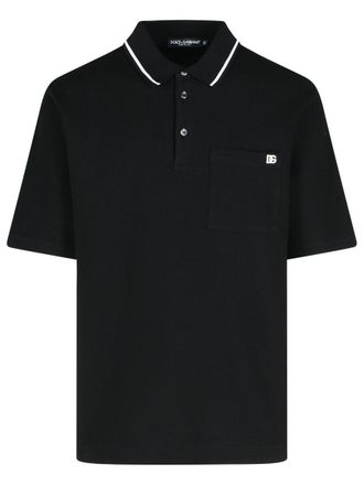 Dolce & Gabbana Black Cotton Polo Shirt