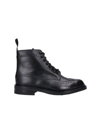 Trickers Stow Black Round Toe Lace-Up Leather Boots