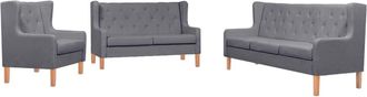 vidaXL Conjunto De Sof&aacute;s 3 Piezas Tela Gris Vidaxl