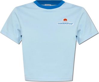 Casablanca T-Shirts, female, Blue, Size: 2XS Top with logo