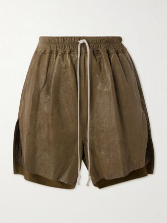 Rick Owens Shorts A Gamba Dritta In Pelle - Neutri