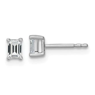 Diamond2Deal 14k White Gold 1/2 ct Emerald Lab Grown Diamond Stud Earrings VS Clarity, G-H Color